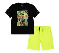 Hurley Completo 2 Pezzi T-Shirt Grafica Shorts Bambino, Multicolore, 3-4 Anni
