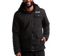 Hurley Giacca invernale da uomo, calda giacca con cappuccio e cerniera, foderata in sherpa, con tasche multiple (taglie S-XL), nero, Medium