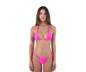 Hurley Jungle Walk Soft Tie Tri Bikini Top, Pink Punch, L Donna