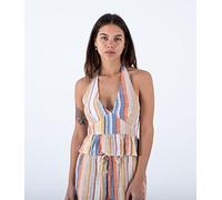 Hurley Kylie Peplum Halter Top Camicia, Berry Multi, S Donna