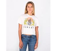 Hurley Le Tigre Cropped Crew Tee Maglietta, Marshmallow/Sulphur, M Donna