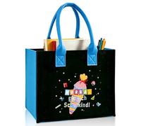 Hurra Endlich - Borsa in feltro per l'inizio della scuola, borsa shopper in feltro per primi elementi, borsa per la scuola in feltro con motivo con sacchetto per la scuola, regalo per ragazze e