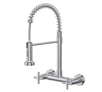 Hurran Rubinetto da cucina, rubinetto da cucina da 20,3 cm, con 2 funzioni, spruzzatore, rubinetto per lavello da cucina commerciale, doppia maniglia per lavanderia, ristorante, vano lavello (cromato)