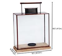 Hurricane Lanterna Rame Antico Con Legno Base Lumino Portacandele L / M/S