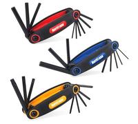 HURRICANE Set di 3 pezzi chiavi esagonali pieghevoli, SAE, metrica, Torx, acciaio al cromo vanadio, portatile, per riparazioni di base e applicazioni generali