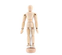 HURRISE Drawing Mannequin, 4,5 Pollici di Legno Articolato Manikin Manikin con Base Rotonda, Bambola di Riferimento per Classe d'arte, Animazione e Decorazione