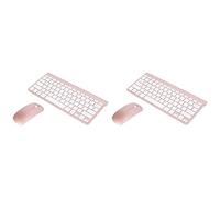Hurromy 2 tastiera e mouse da 2,4 GHz, tastiera ultra sottile, mouse, ricevitore USB, rosa