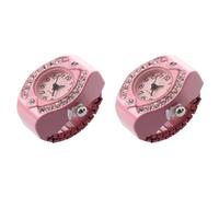 Hurromy 2 x orologio da in lega al quarzo rosa con tascabile con strass quadrante rotondo rosa, Rosa