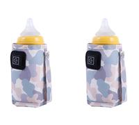 Hurromy 2 x scaldalatte universale USB da viaggio per passeggino, borsa termica portatile per allattamento, scaldabiberon, mimetico, grigio/