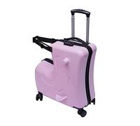 Hurrylying Bauletto per bambini Ride On - Trolley da viaggio con 4 ruote con funzione di seduta, regolabile in altezza fino a 4 Ft, Pc + Abs, Peck + Giocattolo per piccoli viaggiatori