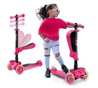 Hurtle Monopattino a 3 Ruote, Monopattino Bambino e Bambina da 2 Anni, Monopattino a Spinta, Monopattino in Altezza a Tre con Sedile a Ribaltamento, Scooter per Bambini con Ruote a LED Multicolore