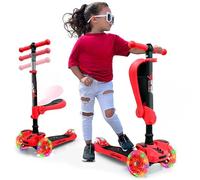 Hurtle Monopattino a 3 Ruote, Monopattino Bambino e Bambina da 2 Anni, Monopattino a Spinta, Monopattino in Altezza a Tre con Sedile a Ribaltamento, Scooter per Bambini con Ruote a LED Multicolore