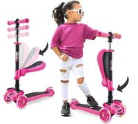 Hurtle Monopattino a 3 Ruote, Monopattino Bambino e Bambina da 2 Anni, Monopattino a Spinta, Monopattino in Altezza a Tre con Sedile a Ribaltamento, Scooter per Bambini con Ruote a LED Multicolore