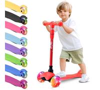 Hurtle Monopattino Bambino e Bambina a 3 Ruote, Scooter per Bambini e Bambine con Luci LED, Altezza Regolabile 64-71 cm, Antiscivolo, per Interno/Esterno, Età 2-5 Anni