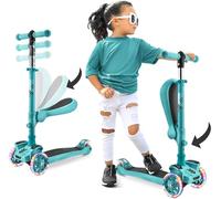 Hurtle Monopattino Bambino, Monopattino Bambina, Monopattino a 3 Ruote, Regolabile in Altezza con Sedile Pieghevole, Scooter per Bambini e Bambine con Ruote LED Multicolore, Dai 2 ai 14 Anni