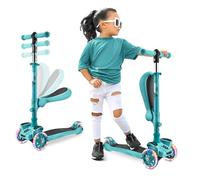 Hurtle Monopattino Bambino e Bambina, Regolabile in Altezza con Sedile Pieghevole, Scooter per Bambini e Bambine con Ruote LED Multicolore, Dai 2 ai 14 Anni