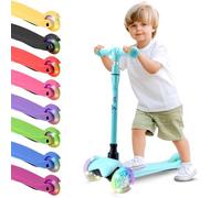 Hurtle Monopattino Leggero a 3 Ruote con Luci LED, Antiscivolo, per Bambini 2-5 Anni, Altezza Regolabile 63,-71 cm (Blu Turchese)