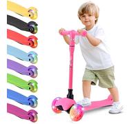 Hurtle Monopattino Leggero a 3 Ruote con Luci LED, Antiscivolo, per Bambini 2-5 Anni, Altezza Regolabile 63,-71 cm (Anguria)