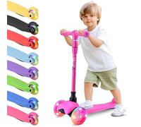 Hurtle Monopattino Leggero a 3 Ruote con Luci LED, Antiscivolo, per Bambini 2-5 Anni, Altezza Regolabile 63,-71 cm (Rosa)