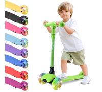 Hurtle Monopattino Leggero a 3 Ruote con Luci LED, Antiscivolo, per Bambini 2-5 Anni, Altezza Regolabile 63,-71 cm (Verde)