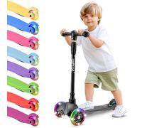 Hurtle Monopattino Leggero a 3 Ruote con Luci LED, Antiscivolo, per Bambini 2-5 Anni, Altezza Regolabile 63,-71 cm (Nero)