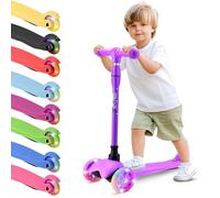 Hurtle Monopattino Leggero a 3 Ruote con Luci LED, Antiscivolo, per Bambini 2-5 Anni, Altezza Regolabile 63,-71 cm (Viola)