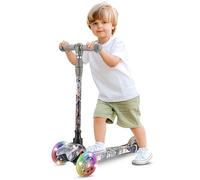 Hurtle Monopattino Mini Kickboard per Bambini - Altezza Regolabile da 63,5 a 71 cm, Leggero a 3 Ruote con Ruote LED Luminose, Antiscivolo, Divertente per Interni ed Esterni, per Bambini da 2 a 5 Anni