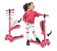 Hurtle Monopattino per bambini, Monopattino a 3 ruote, Pattinaggio per bambini pieghevole con altezza regolabile, vassoio antiscivolo, LED ruote luminose, scooter per ragazza/ragazzo dai 2 ai 12 anni