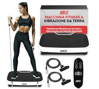Hurtle Pedana Vibrante Dimagrante, Vibration Plate per Tonificazione e Brucia Grassi, Piastra Vibrante con Bande di Resistenza, Ruote, Telecomando e Velocità Regolabile, Allenamento Completo Casa