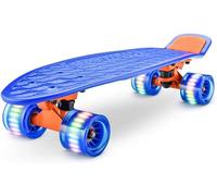 Hurtle Skateboard Mini Cruiser Standard, Tavola PP 15,24 cm, Doppio Kick, Truck in Lega Alluminio da 8,26 cm, Ruote in PU con Luce LED, Bambini da 5 Anni, Adolescenti, Adulti