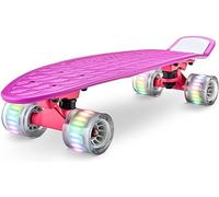 Hurtle Skateboard Mini Cruiser Standard, Tavola PP 15,24 cm, Doppio Kick, Truck in Lega Alluminio da 8,26 cm, Ruote in PU con Luce LED, Bambini da 5 Anni, Adolescenti, Adulti