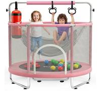 Hurtle Trampolino Elastico per Bambini 140 cm, Trampolino con Rete di Sicurezza 200 kg, Palestra in Casa, Giochi Bambini con Barra Regolabile, Altalena, Sacco da Boxe e Anelli