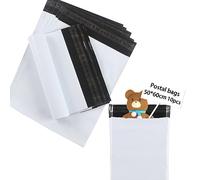 huruirui 50x60cm Buste per Spedizioni Plastica Pacchi Vinted Autoadesive Anti-Manomissione Impermeabile Sacchetti per l'imballaggio Bianco, Cerniera 10pezzi