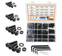 huruirui Bulloni e Dadi Viti M2 M3 M4 M5 Incassato Bulloni Set, 945Pezzi Nero In Acciaio al Carbonio Assortimento di Dadi e Viti, Esagonale con Meccanico Bullone Rondelle Chiave Inglese Kit