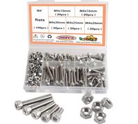 huruirui M4 Bulloni e Dadi Viti Acciaio inossidabile 304-200PCS Inox Hex Socket Viti e Dadi Kit Macchina Inox Vitis Con Scatola di Durevole e Perfetto per uso Interno ed Esterno