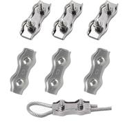 huruirui M4 Morsetti per Cavo Acciaio Morsetti Stendibiancheria Inox 304 Duplex Serracavo Acciaio per Fune D'Acciaio Diametro 4mm morsetti Serracavo Clip 6pcs