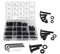 huruirui M5 M6 M8 Vite a Testa Piatta Nera Bulloni e Dadi a Esagono Incassato con Dadi e Viti Rondelle Set Assortito,Kit di Bloccaggio Viti Esagonali per Macchina Filettata 310pezzi