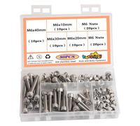 huruirui M6 Bulloni e Dadi Viti Acciaio inossidabile 304-80PCS Inox Hex Socket Vitis e Dadi Kit Macchina Inox Viti Con Scatola di Durevole e Perfetto per uso Interno ed Esterno