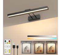 HURYEE Luce per quadri a batteria, luce wireless con telecomando, 3 modalità di colore, luci artistiche per dipinti, luci LED dimmerabili per arte da parete, galleria, bersaglio per freccette, nero
