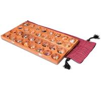 Hus Gioco con chiusure in metallo argento e grande sacchetto di stoffa - per 2 giocatori - Bao - Kalaha - con pietre preziose e sacchetto di stoffa