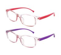Husalsea 2 Paia di Occhiali Luce Blu Per Bambini, Occhiali per Computer e Cellulari Per Bambini, Occhiali da Gioco per Prevenire L'Affaticamento Degli Occhi e le Vertigini (Rosa Viola)
