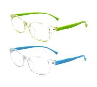 Husalsea 2 Paia di Occhiali Luce Blu Per Bambini, Occhiali per Computer e Cellulari Per Bambini, Occhiali da Gioco per Prevenire L'Affaticamento Degli Occhi e le Vertigini (Blu Verde)