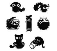 Husalsea Confezione da 7 spille smaltate a forma di gatto nero, simpatiche spille a forma di gatto nero, regalo perfetto per gli amanti dei gatti, spille smaltate divertenti e adorabili per giacche,