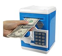 HUSAN Salvadanaio Elettronico per Bambini, Password Salvadanaio Mini ATM Piggy Bank Giocattolo Regalo di Compleanno per Bambini (Blu)