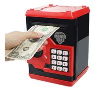 HUSAN Salvadanaio Elettronico per Bambini, Password Salvadanaio Mini ATM Piggy Bank Giocattolo Regalo di Compleanno per Bambini (Rosso)