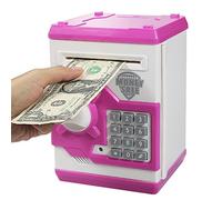 HUSAN Salvadanaio Elettronico per Bambini, Password Salvadanaio Mini ATM Piggy Bank Giocattolo Regalo di Compleanno per bambini (Rosa)