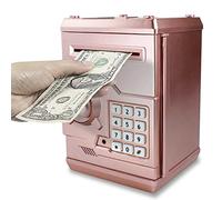 HUSAN Salvadanaio Elettronico per Bambini, Password Salvadanaio Mini ATM Piggy Bank Giocattolo Regalo di Compleanno per Bambini (Oro Rosa)