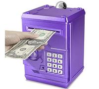 HUSAN Salvadanaio Elettronico per Bambini, Password Salvadanaio Mini ATM Piggy Bank Giocattolo Regalo di Compleanno per bambini (Viola)