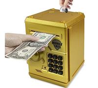 HUSAN Salvadanaio Elettronico per Bambini, Password Salvadanaio Mini ATM Piggy Bank Giocattolo Regalo di Compleanno per Bambini (Oro)