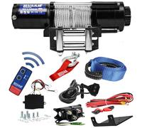 Husar Winch Verricello Elettrico 12V 5500 lbs | 2495 kg - Cavo in Acciaio da 14,5m,Trasmissione Planetaria a 3 Stadi,Telecomando Wireless,Freno Automatico,Kit di Montaggio -Ideale per ATV/UTV+CINGHIA